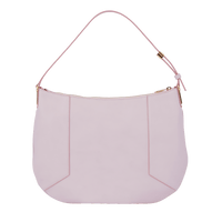 Sac hobo zippé Roxane M en cuir lisse - Rose Dragee