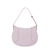 Sac mini hobo zippé Roxane en cuir lisse - Rose Dragee