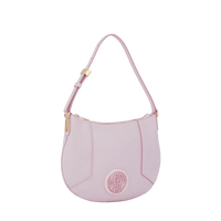 Sac mini hobo zippé Roxane en cuir lisse - Rose Dragee