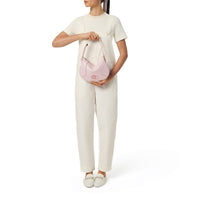 Sac mini hobo zippé Roxane en cuir lisse - Rose Dragee