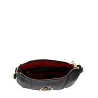 Sac mini hobo zippé Roxane en cuir lisse - Noir & Doré