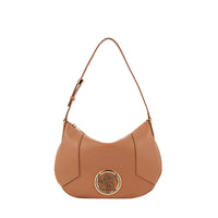 Sac mini hobo zippé Roxane en cuir lisse - Granit & Doré