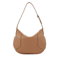 Sac mini hobo zippé Roxane en cuir lisse - Granit & Doré