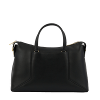 Sac carryall zippé Roxane en cuir lisse - Noir & Doré