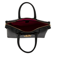 Sac carryall zippé Roxane en cuir lisse - Noir & Doré