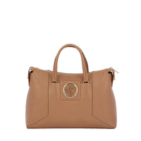 Sac carryall zippé Roxane en cuir lisse - Granit & Doré