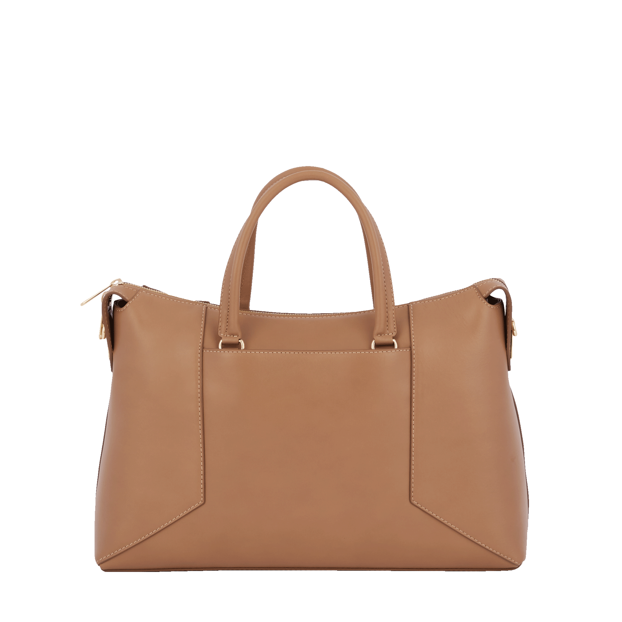 Sac carryall zippé Roxane en cuir lisse - Granit & Doré