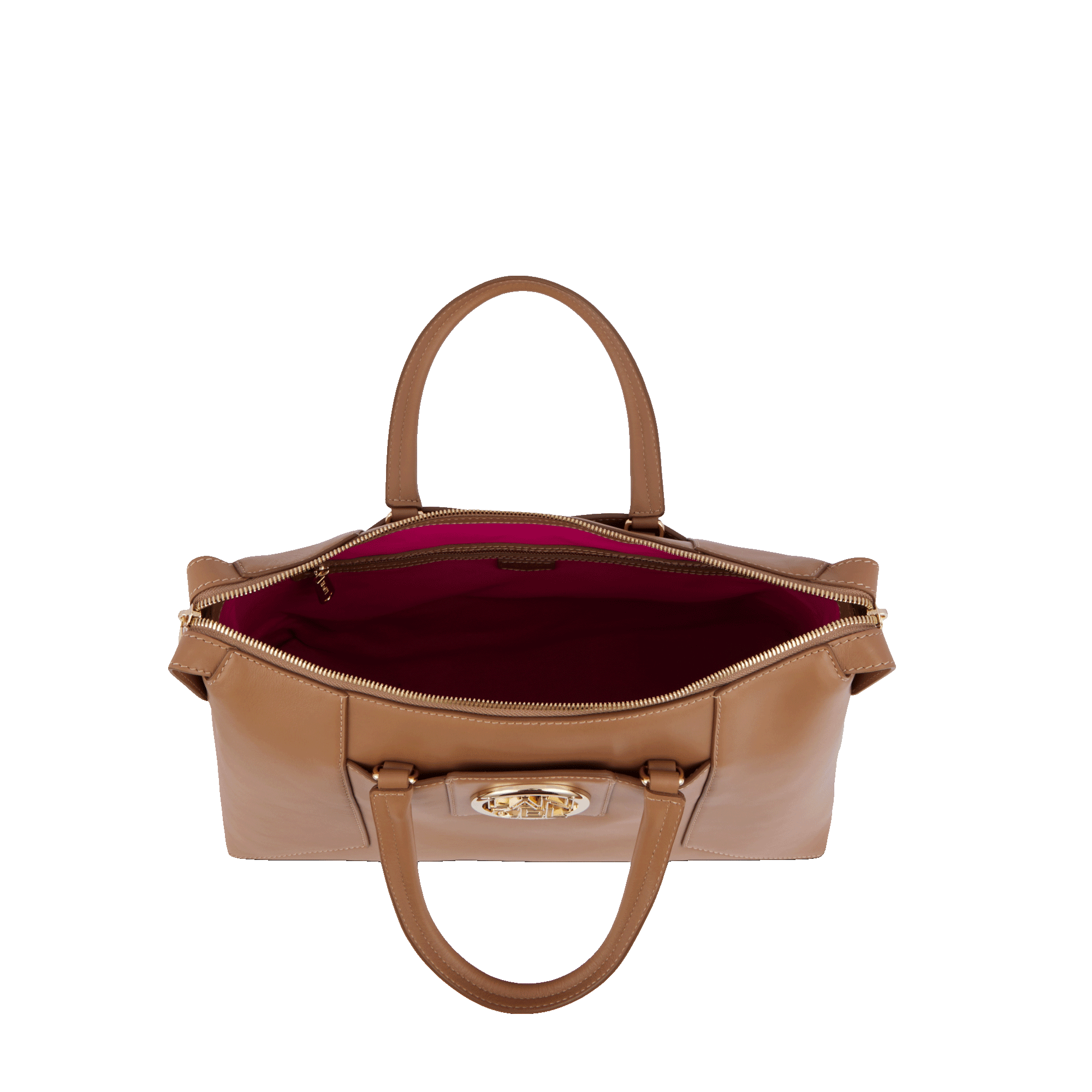 Sac carryall zippé Roxane en cuir lisse - Granit & Doré