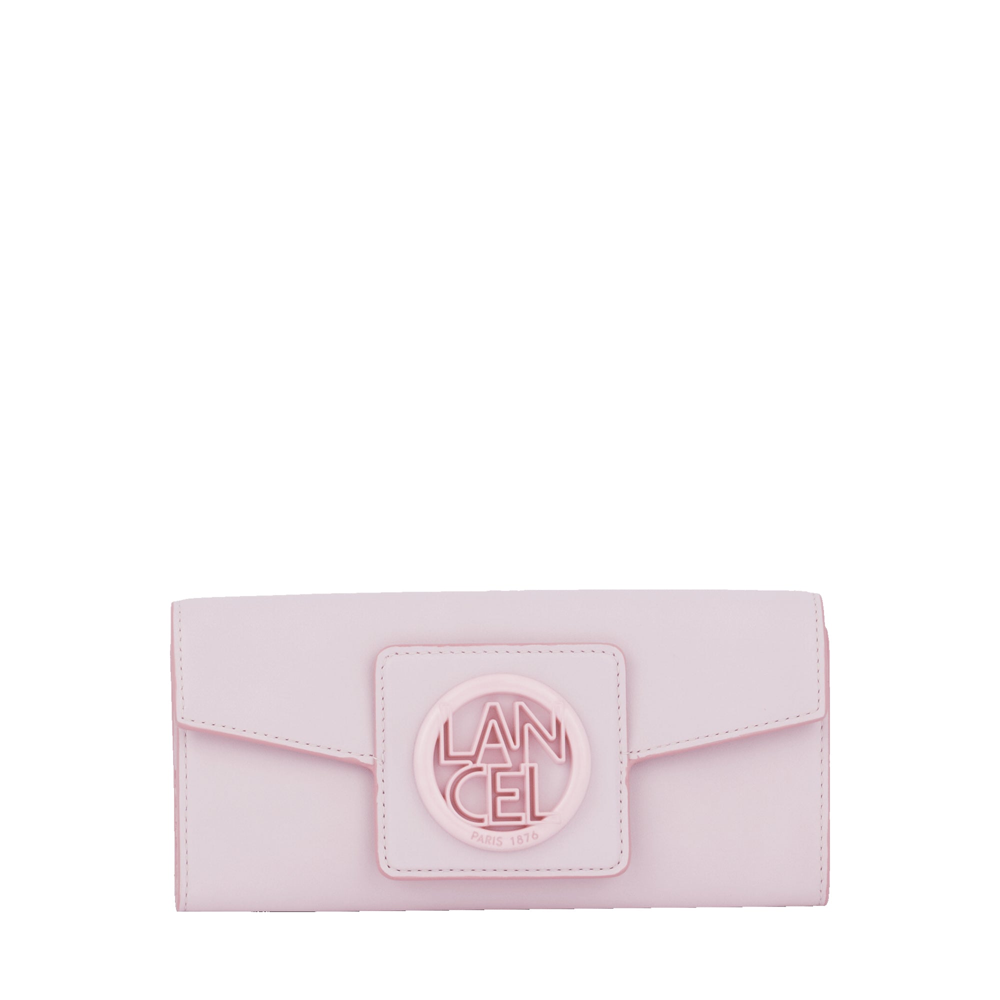 Portefeuille long rabat Roxane en cuir lisse - Rose Dragee