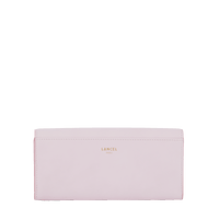 Portefeuille long rabat Roxane en cuir lisse - Rose Dragee