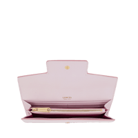Portefeuille long rabat Roxane en cuir lisse - Rose Dragee