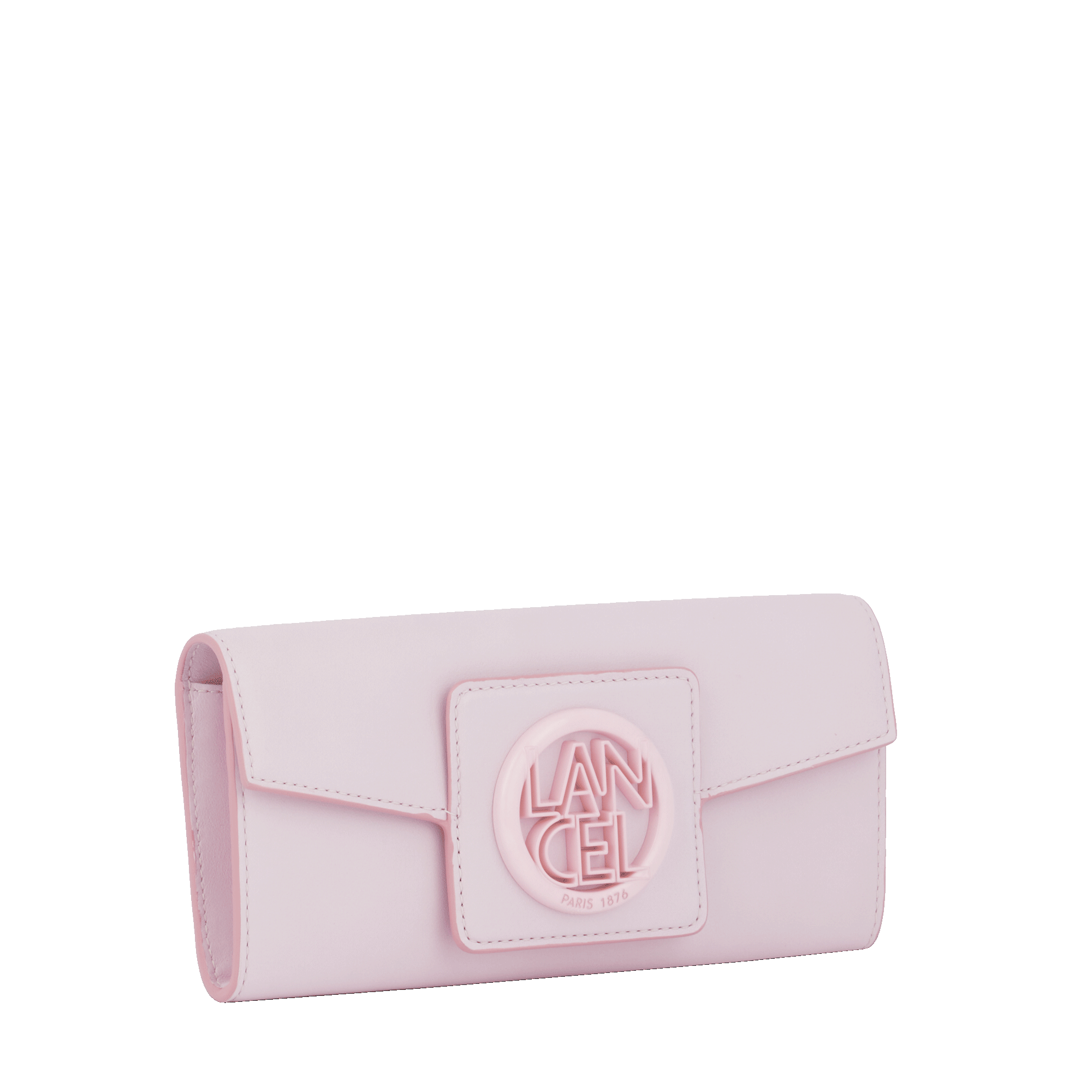 Portefeuille long rabat Roxane en cuir lisse - Rose Dragee