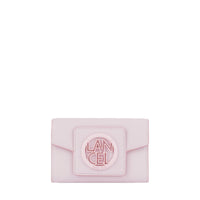 Portefeuille rectangulaire rabat Roxane en cuir lisse - Rose Dragee