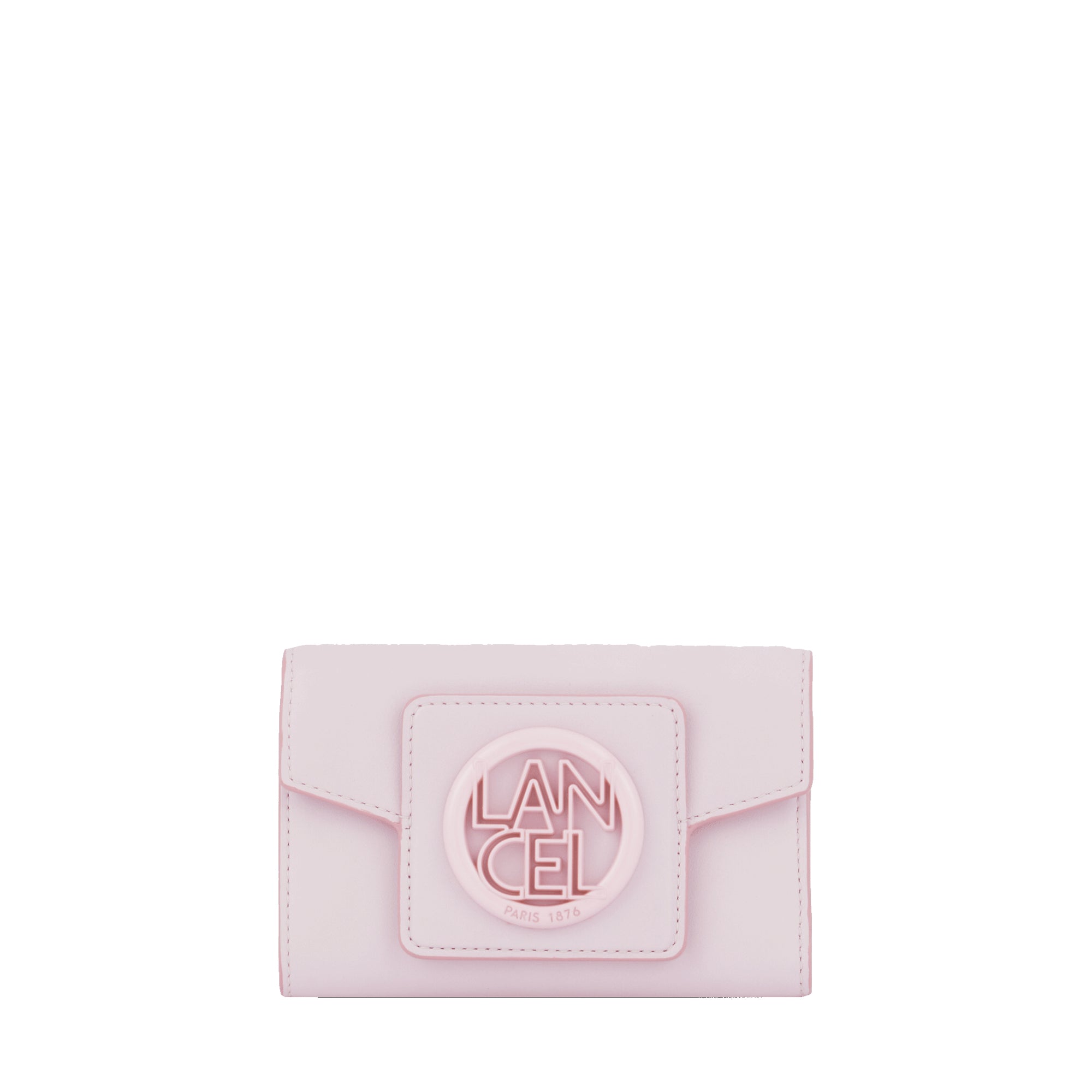 Portefeuille rectangulaire rabat Roxane en cuir lisse - Rose Dragee