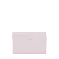 Portefeuille rectangulaire rabat Roxane en cuir lisse - Rose Dragee