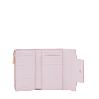Portefeuille rectangulaire rabat Roxane en cuir lisse - Rose Dragee