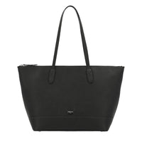 Sac cabas zippé Ninon en cuir grainé - Noir