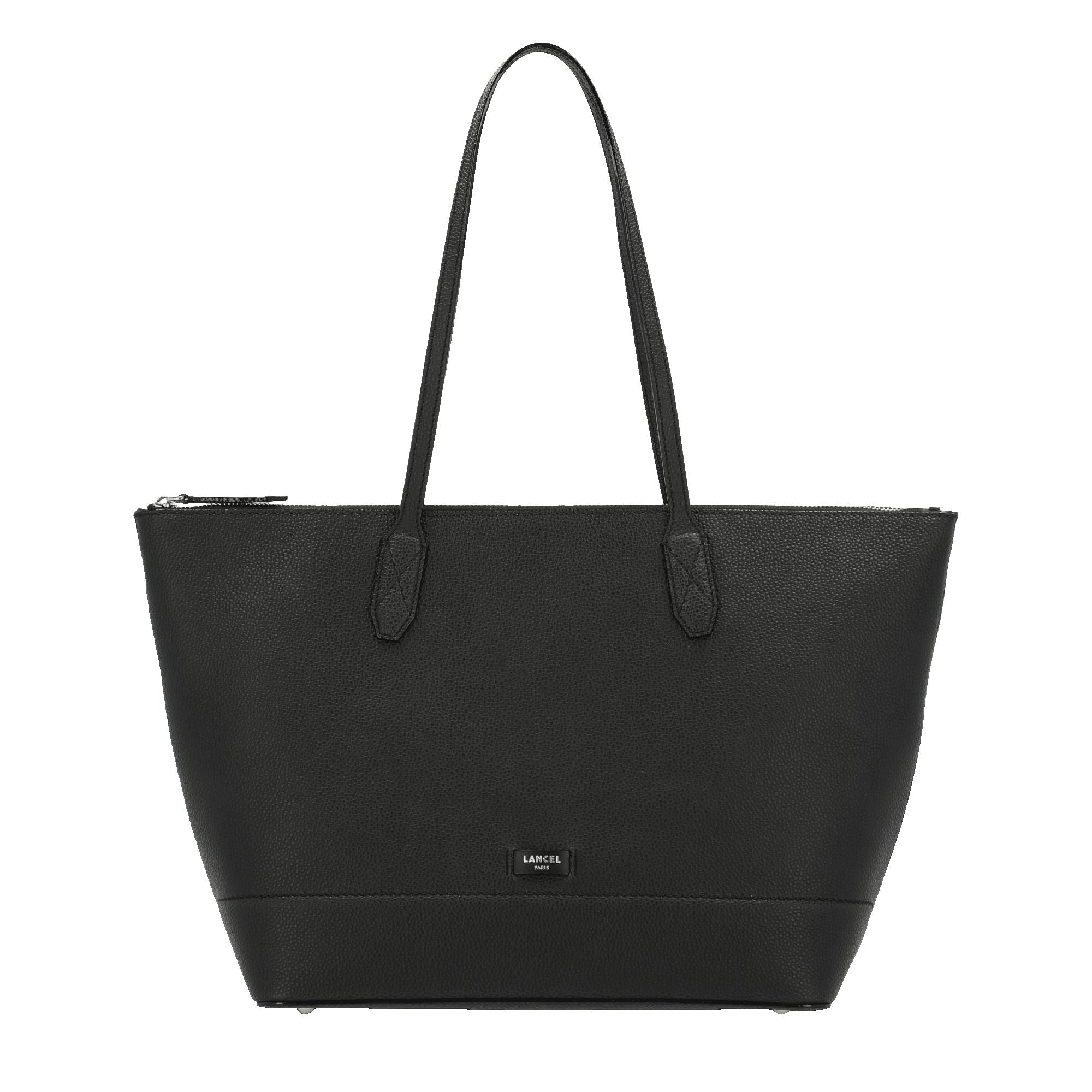 Sac cabas zippé Ninon en cuir grainé - Noir
