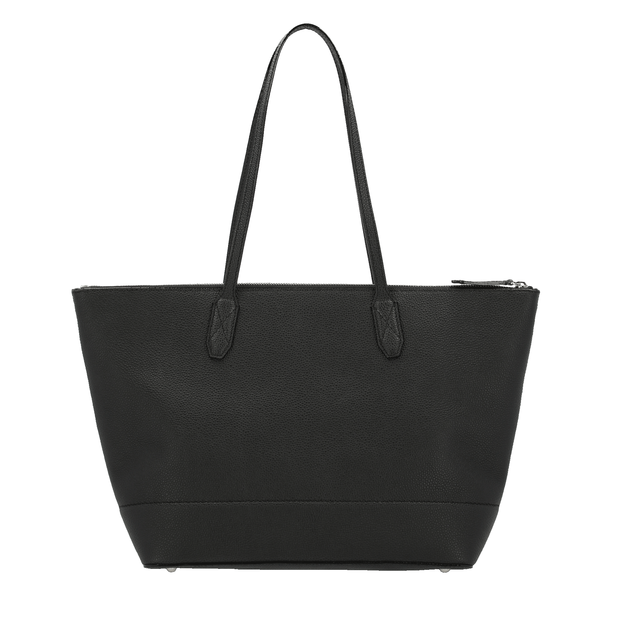Sac cabas zippé Ninon en cuir grainé - Noir