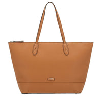 Sac cabas zippé Ninon en cuir grainé - Camel