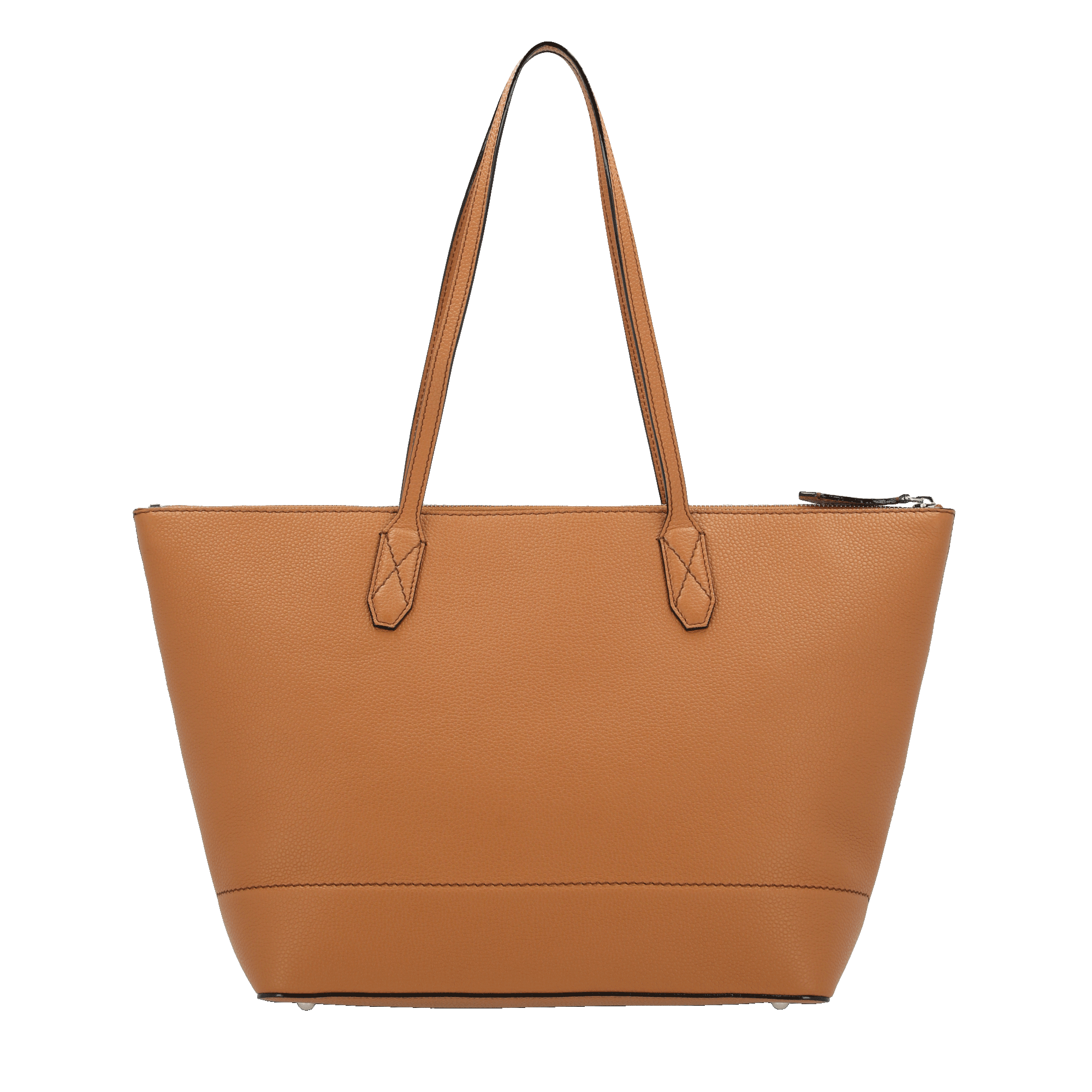 Sac cabas zippé Ninon en cuir grainé - Camel