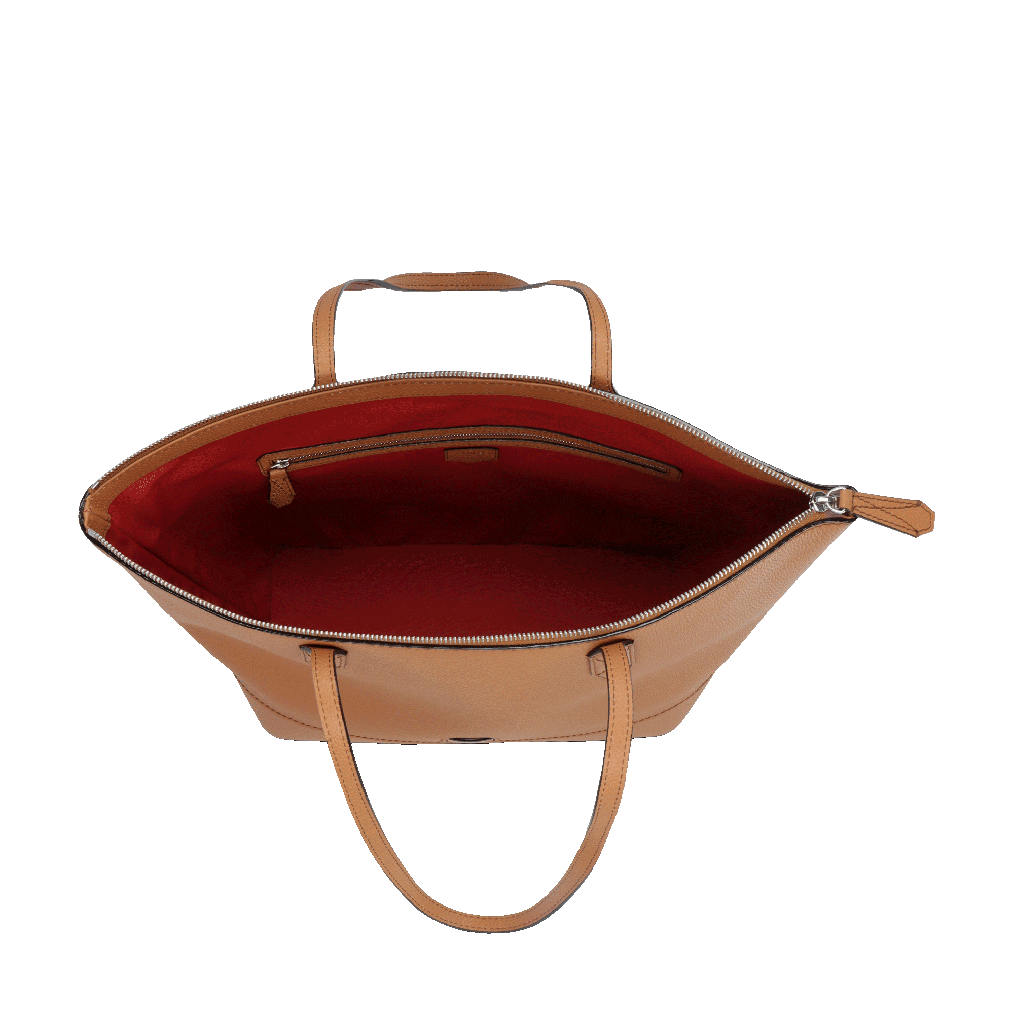 Sac cabas zippé Ninon en cuir grainé - Camel