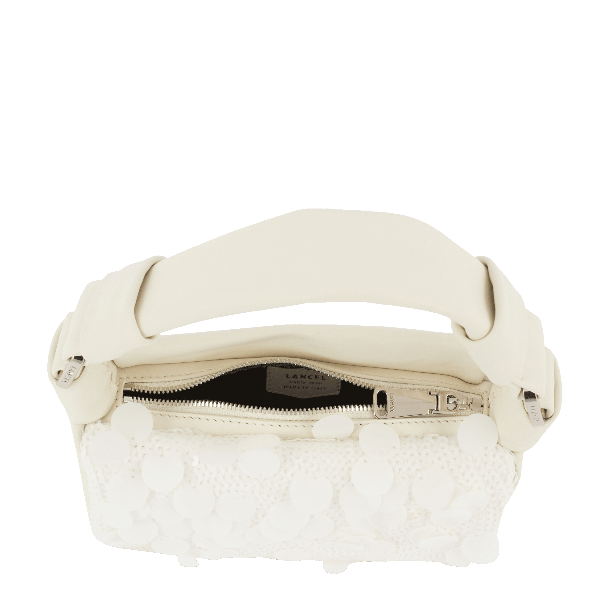 Mini sac polochon Nuage en cuir lisse - Neige