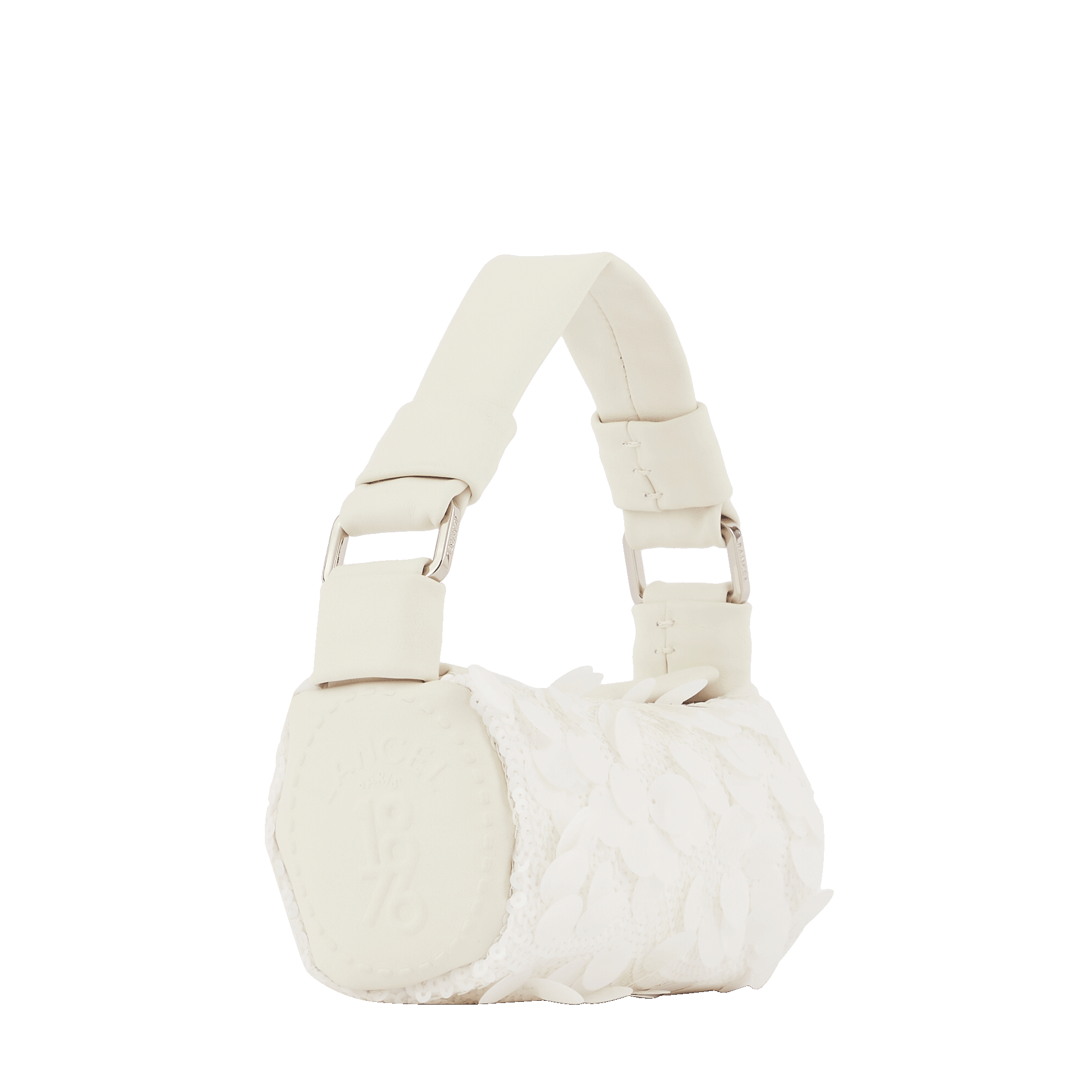 Mini sac polochon Nuage en cuir lisse - Neige