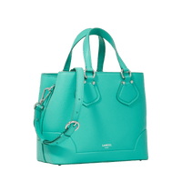 Sac carryall zippé Néo Izy S en cuir lisse - Émeraude