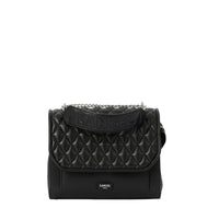 Sac rabat M Ninon en cuir matelassé - Noir