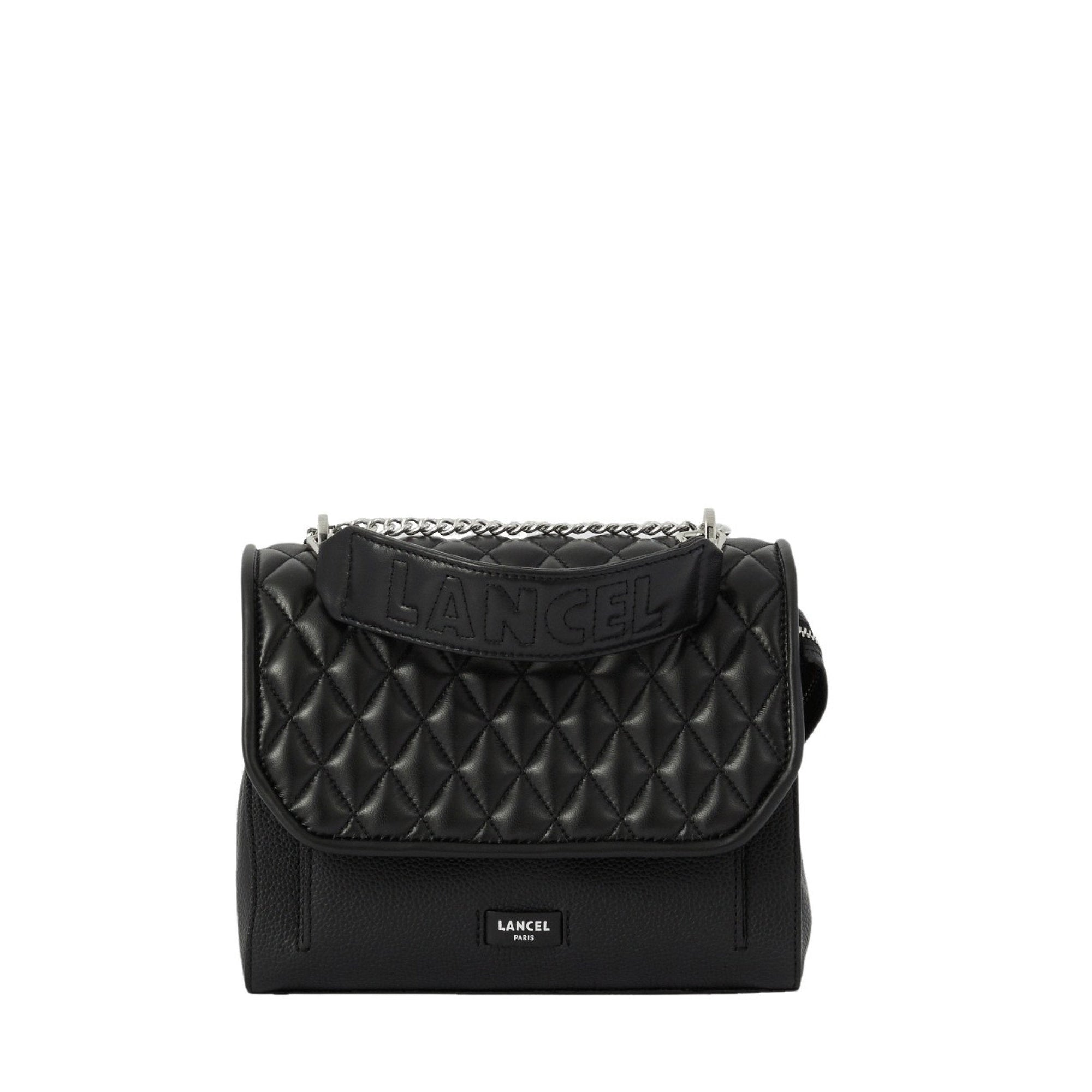 Sac rabat M Ninon en cuir matelassé - Noir