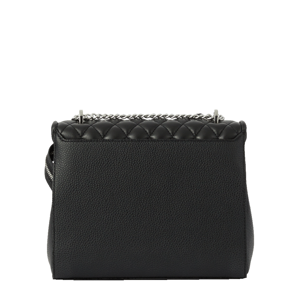 Sac rabat M Ninon en cuir matelassé - Noir