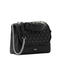 Sac rabat M Ninon en cuir matelassé - Noir