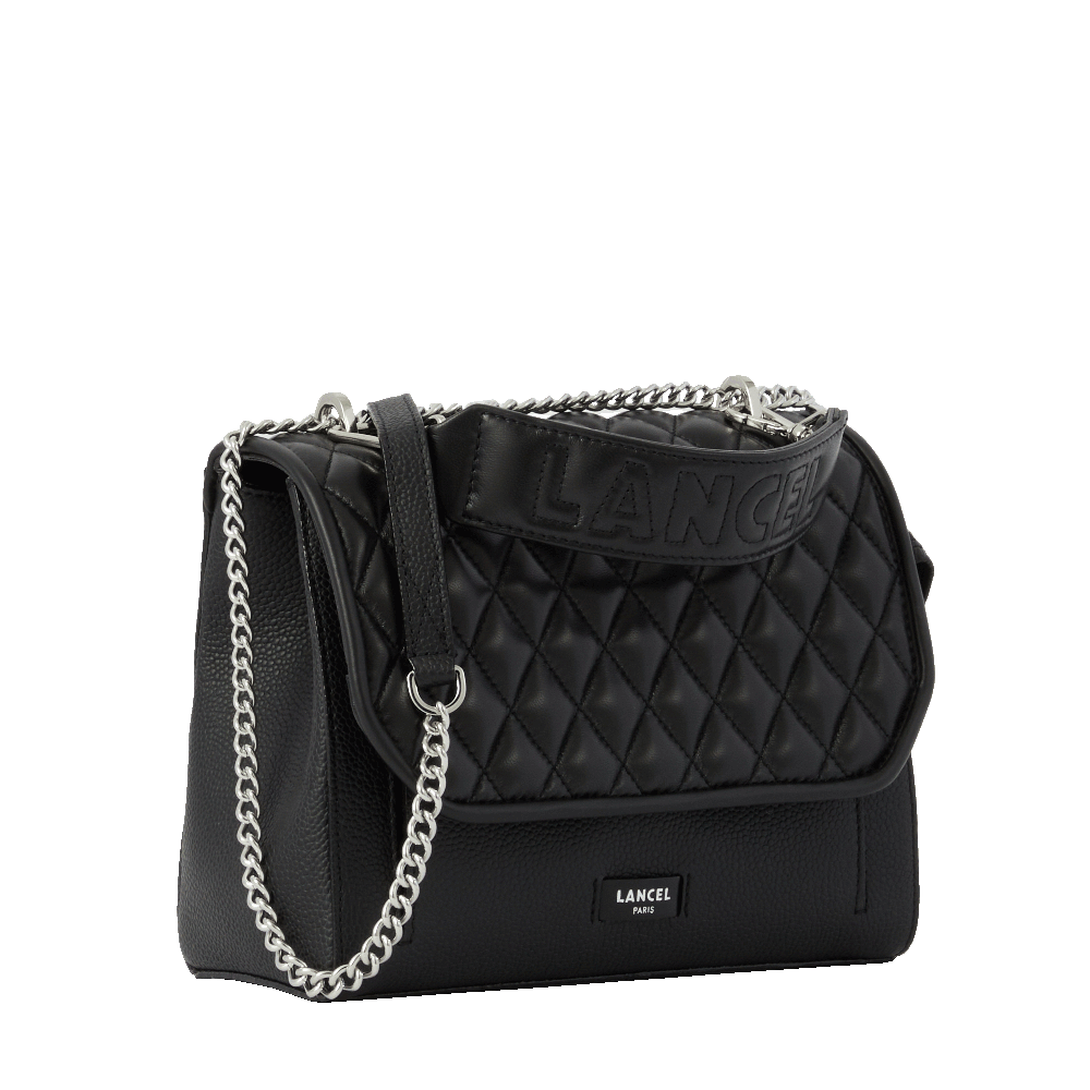 Sac rabat M Ninon en cuir matelassé - Noir