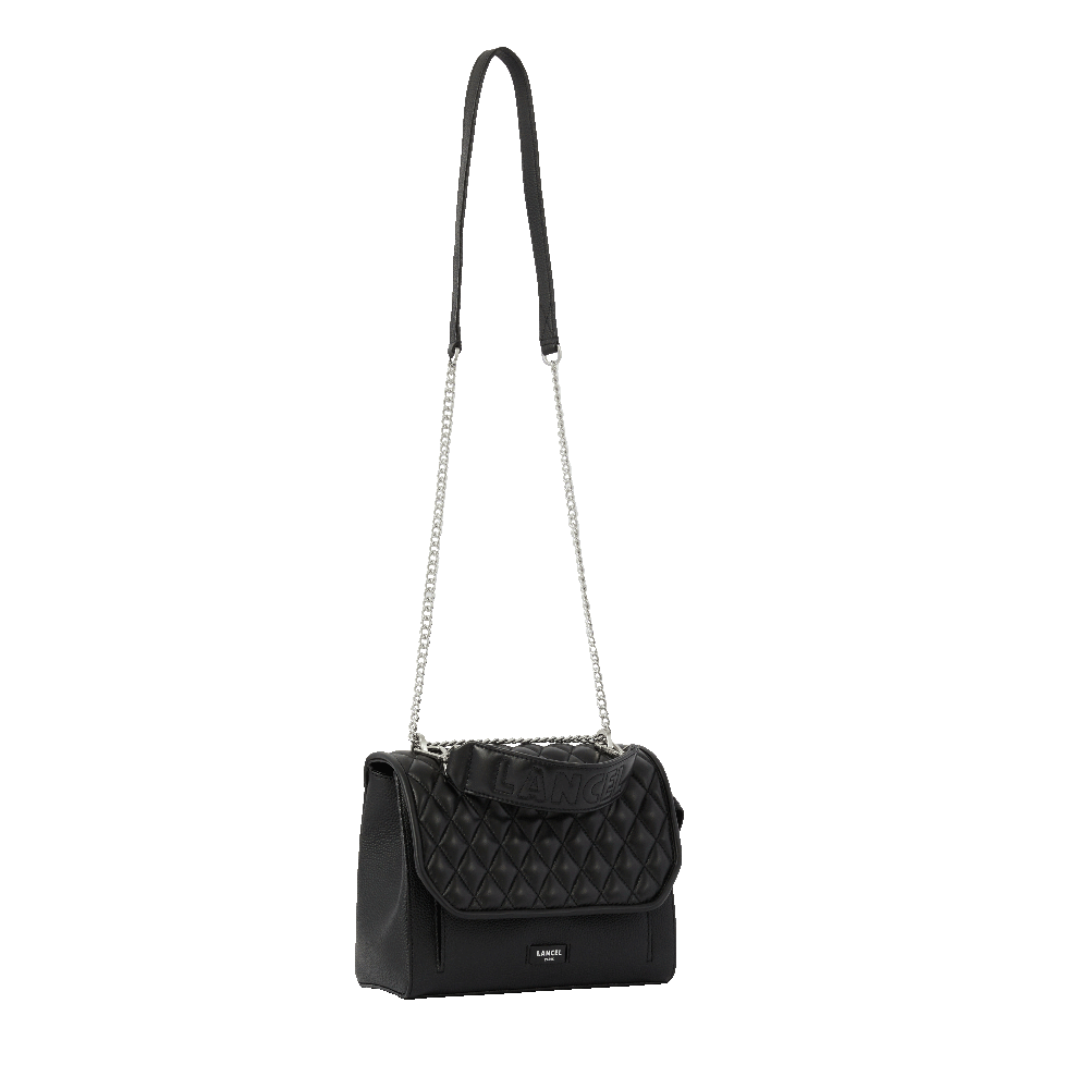 Sac rabat M Ninon en cuir matelassé - Noir