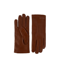 Stitched-through smooth leather gloves - Leather