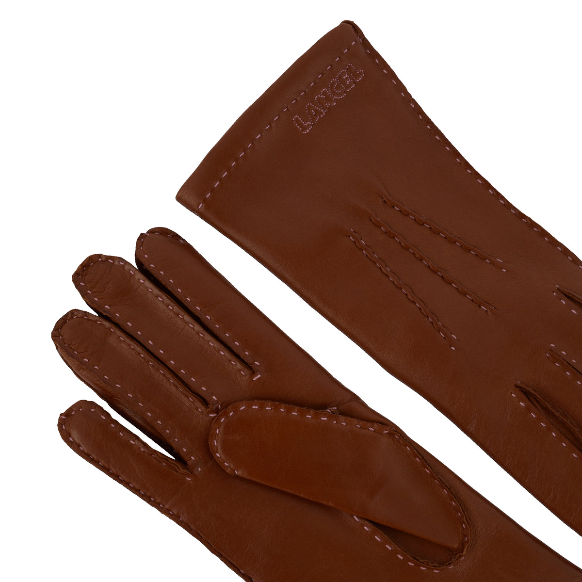Stitched-through smooth leather gloves - Leather