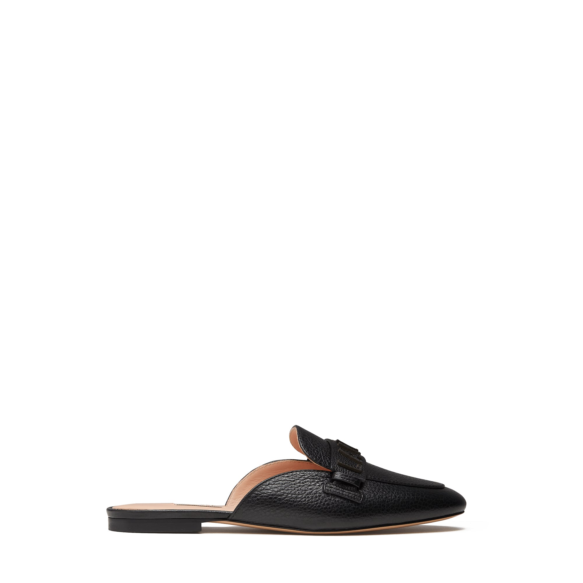 Mules en cuir grainé - Noir