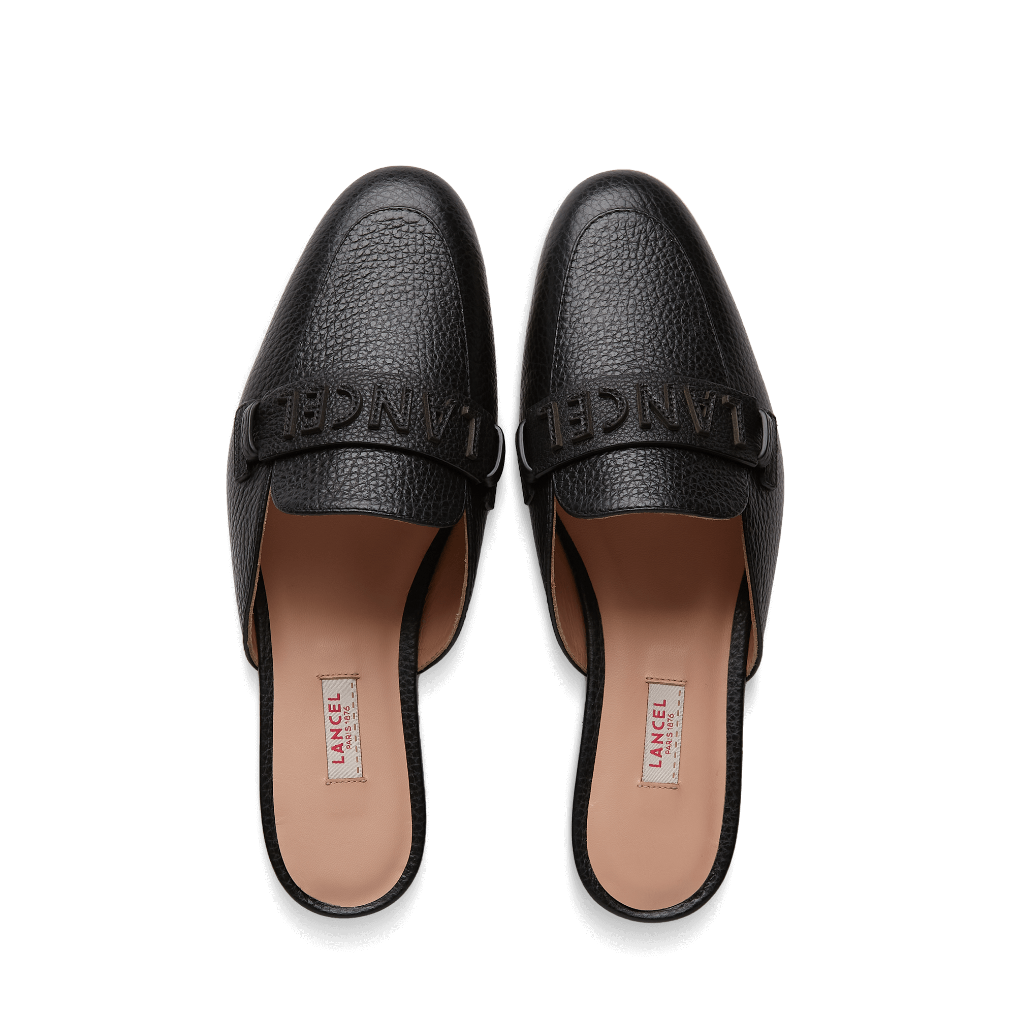 Mules en cuir grainé - Noir