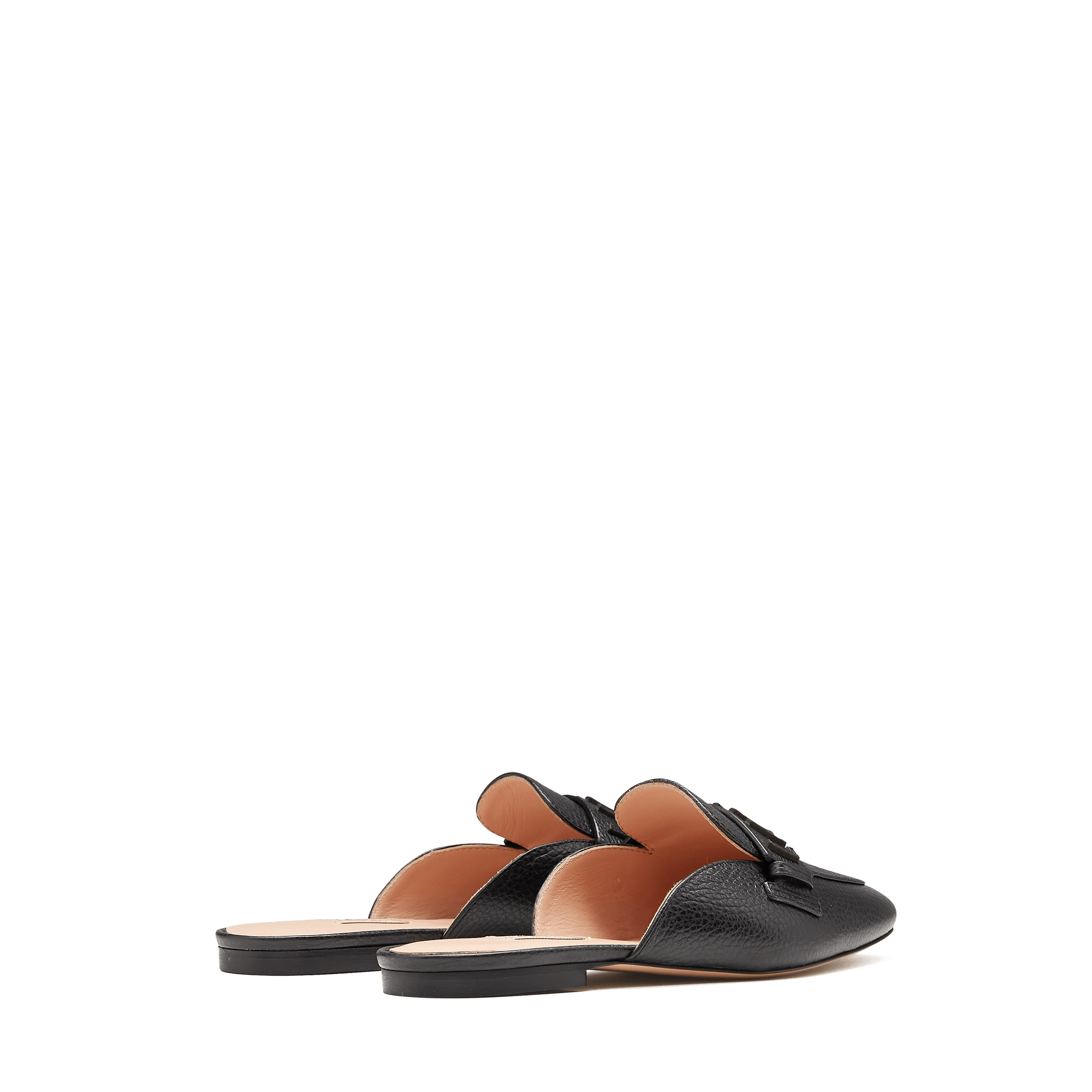 Mules en cuir grainé - Noir