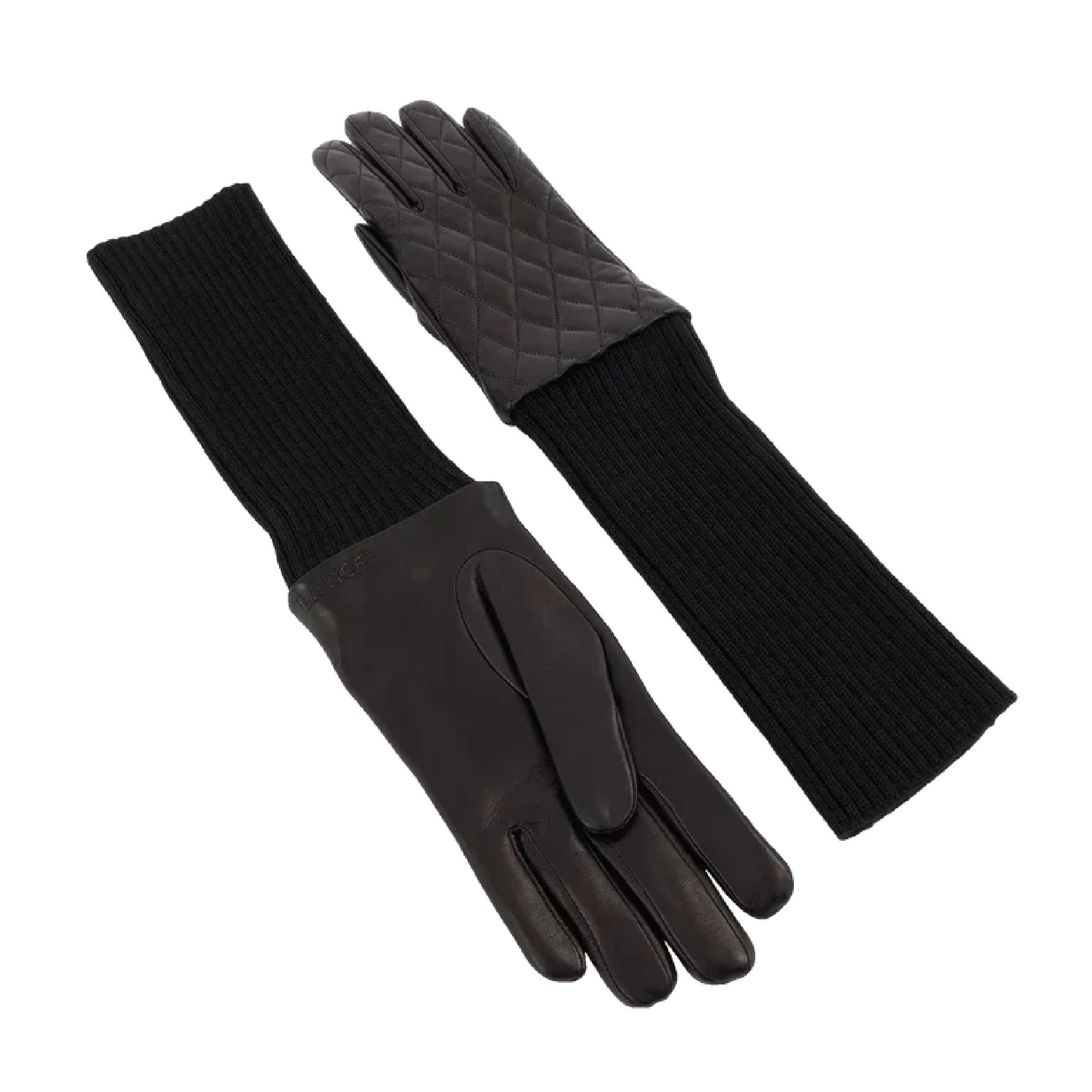 Gants matelassés en cuir matelassé - Noir