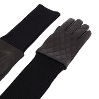 Gants matelassés en cuir matelassé - Noir