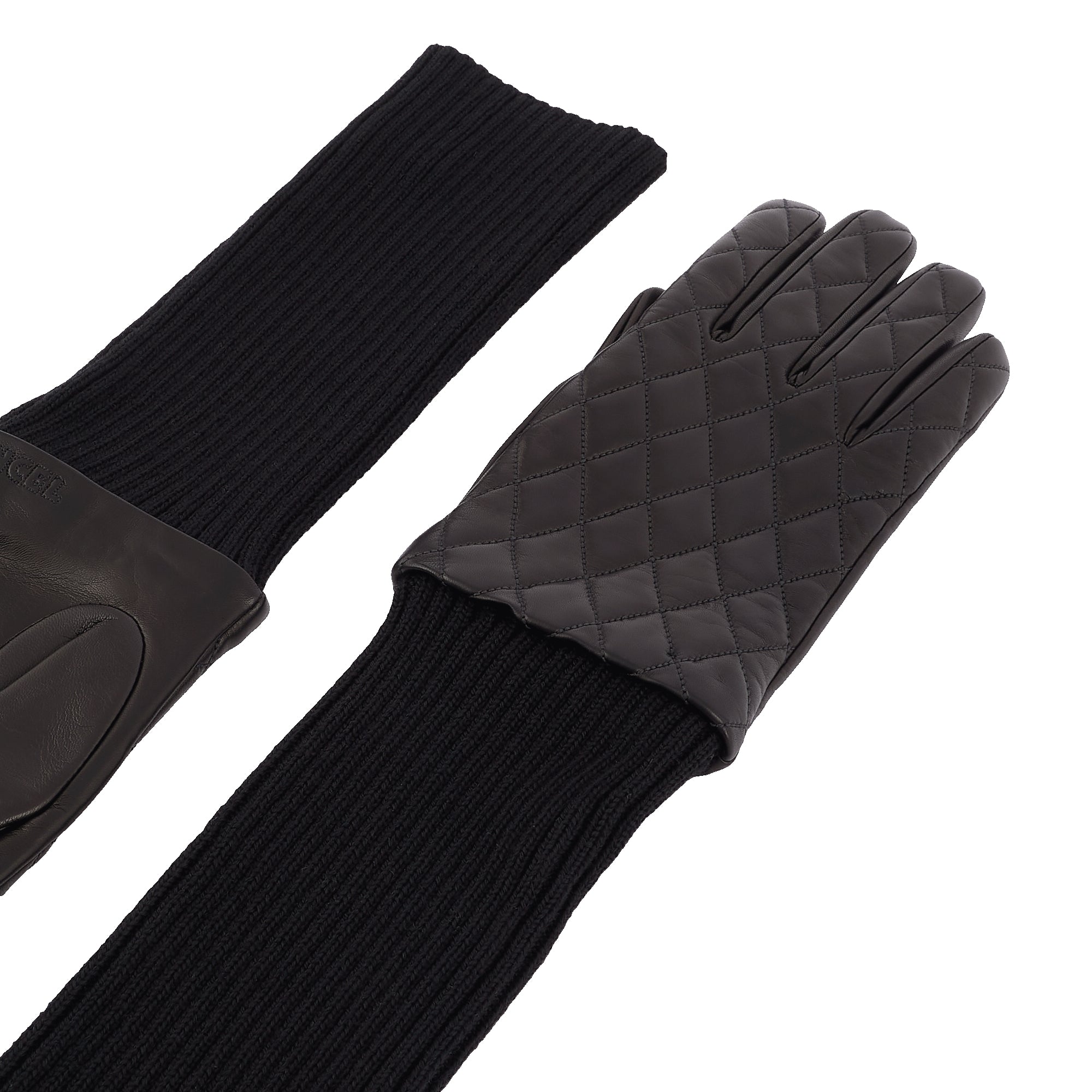 Gants matelassés en cuir matelassé - Noir