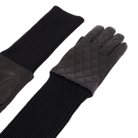 Gants matelassés en cuir matelassé - Noir