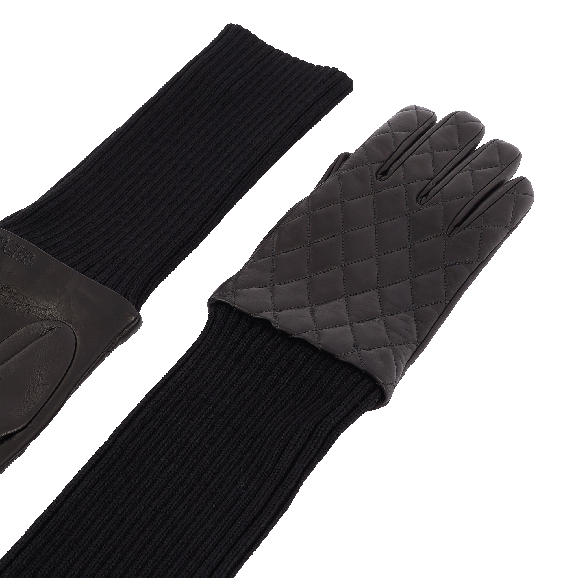 Gants matelassés en cuir matelassé - Noir
