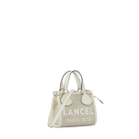 Mini sac cabas zippé Lancel tote en toile - Naturel & Blanc