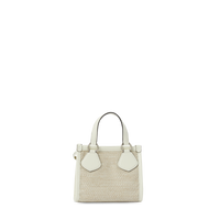 Mini sac cabas zippé Lancel tote en toile - Naturel & Blanc