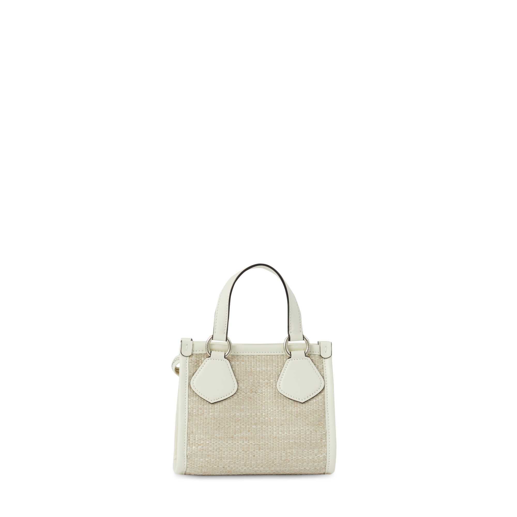 Mini sac cabas zippé Lancel tote en toile - Naturel & Blanc