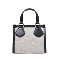 Mini sac cabas zippé Lancel tote en toile - Naturel & Noir