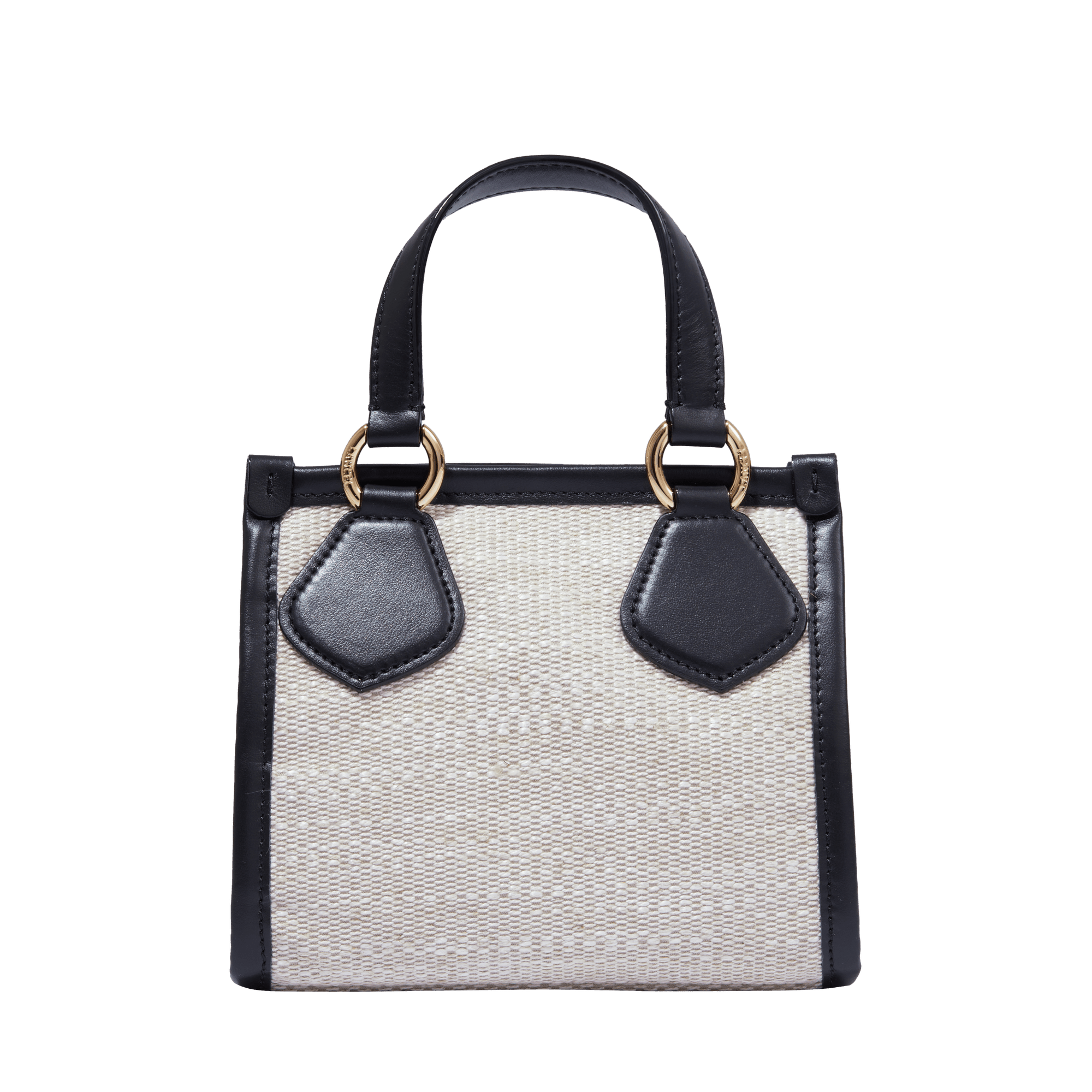 Mini sac cabas zippé Lancel tote en toile - Naturel & Noir
